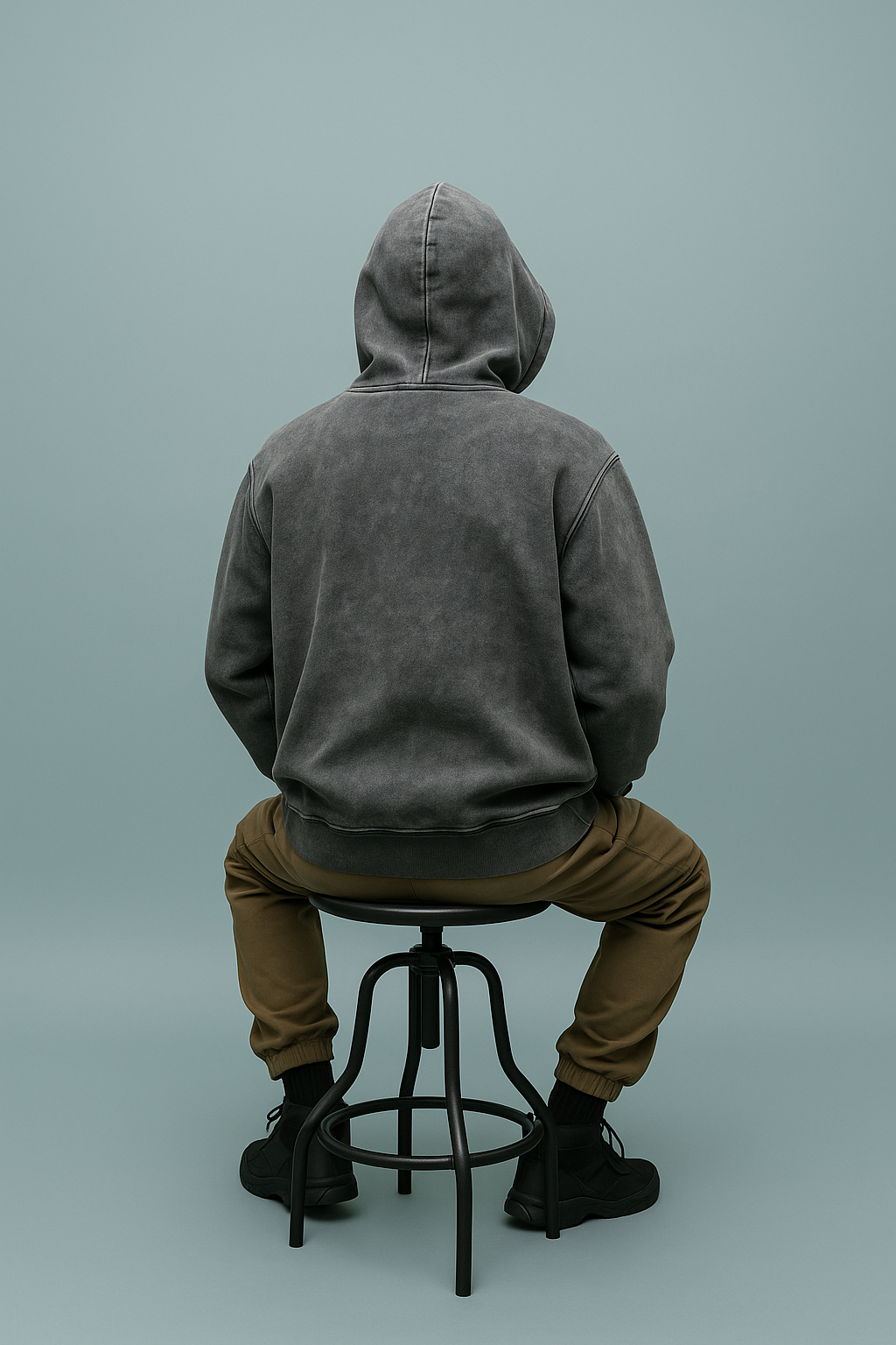 Vintage Washed Black Hoodie – Minimal Tag Edition
