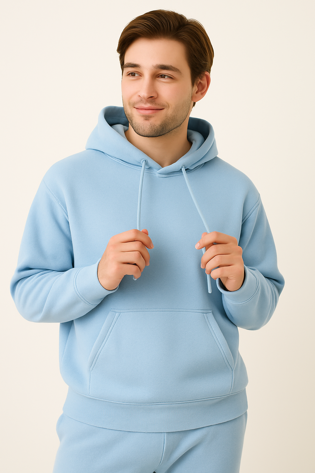Sky Blue Cotton Hoodie – Minimal Comfort Fit