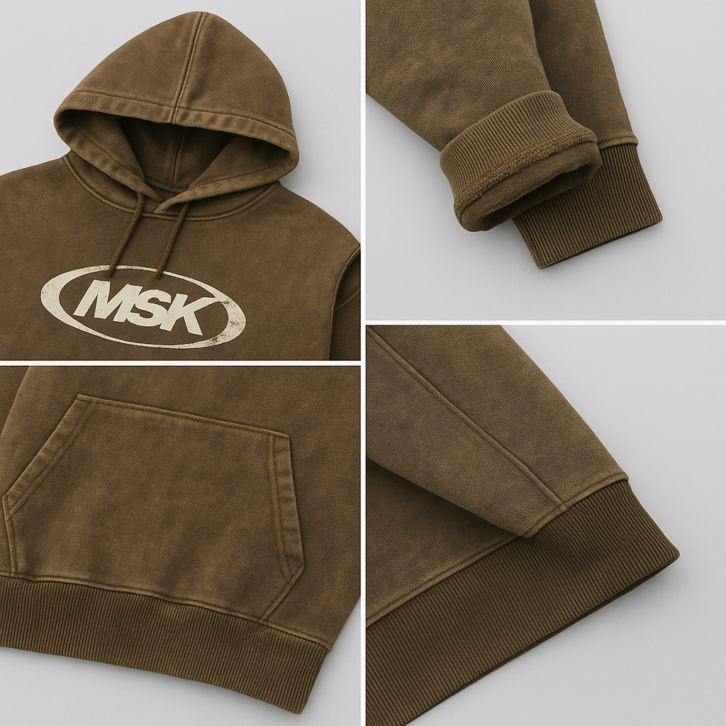 MSK Vintage Wash Oversized Hoodie - Olive Brown