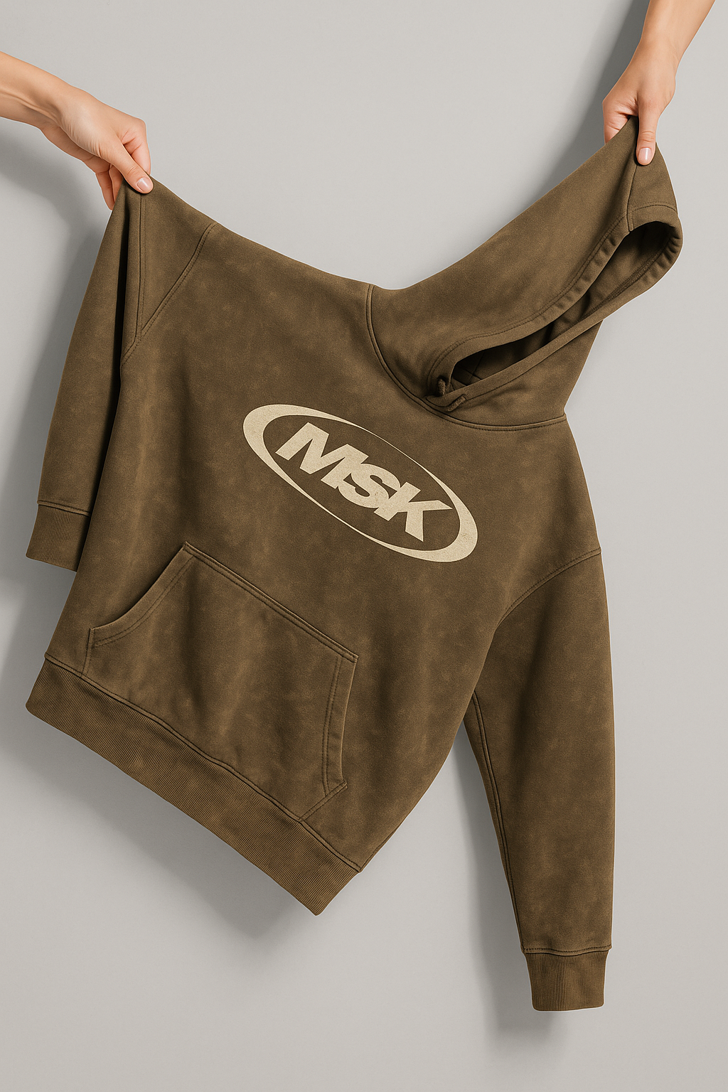 MSK Vintage Wash Oversized Hoodie - Olive Brown