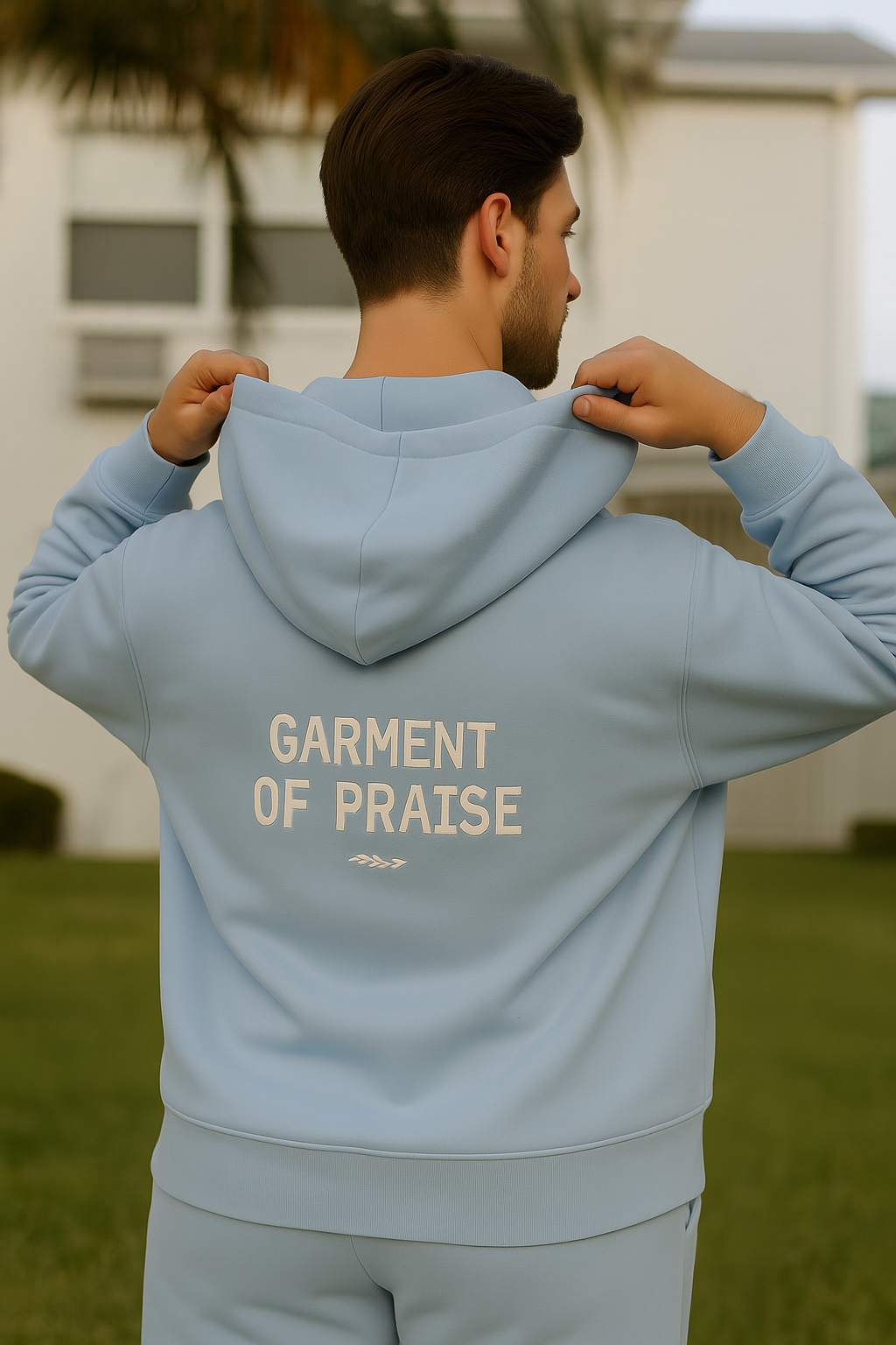 Sky Blue Cotton Hoodie – Minimal Comfort Fit