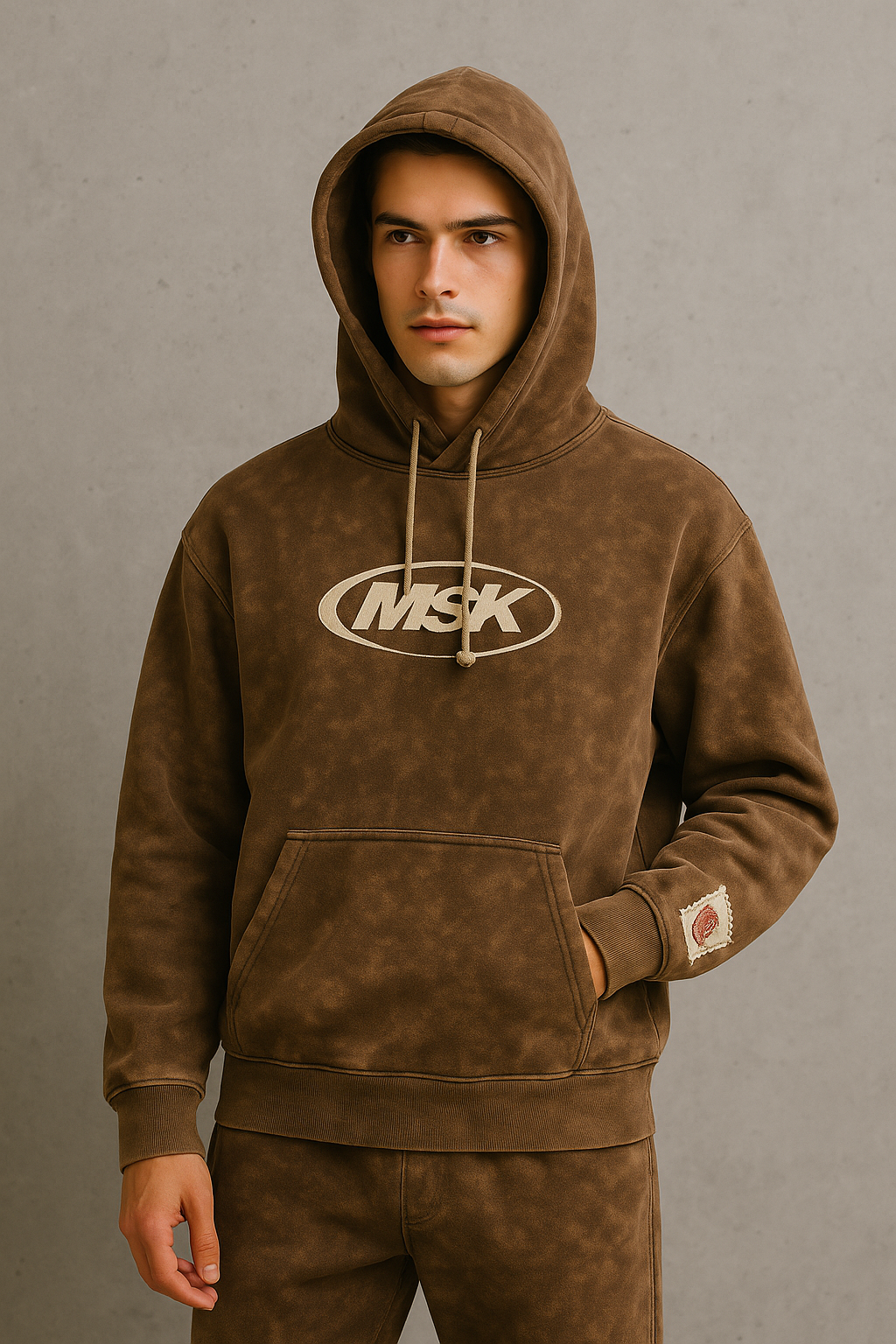 MSK Vintage Wash Oversized Hoodie - Olive Brown