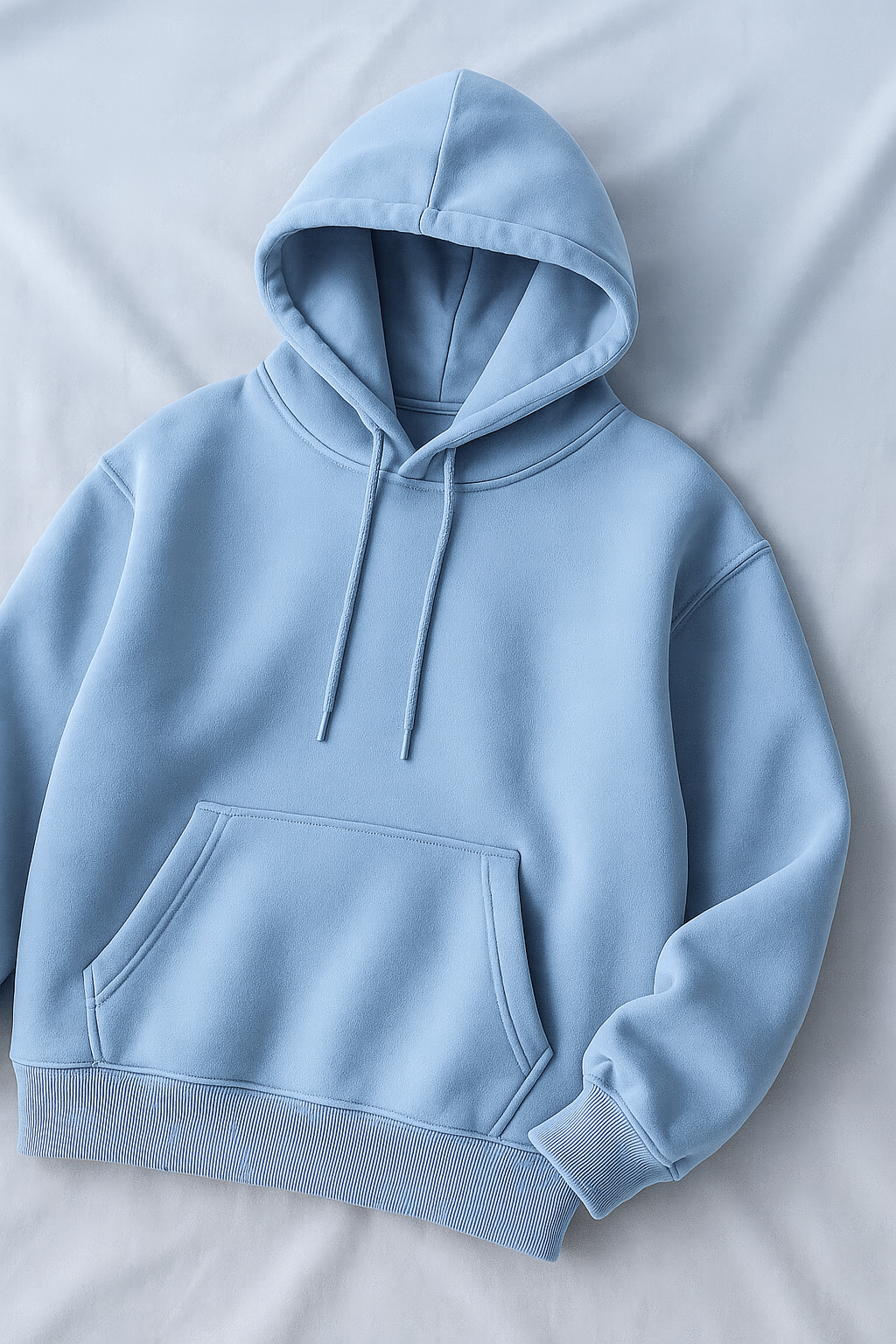 Sky Blue Cotton Hoodie – Minimal Comfort Fit