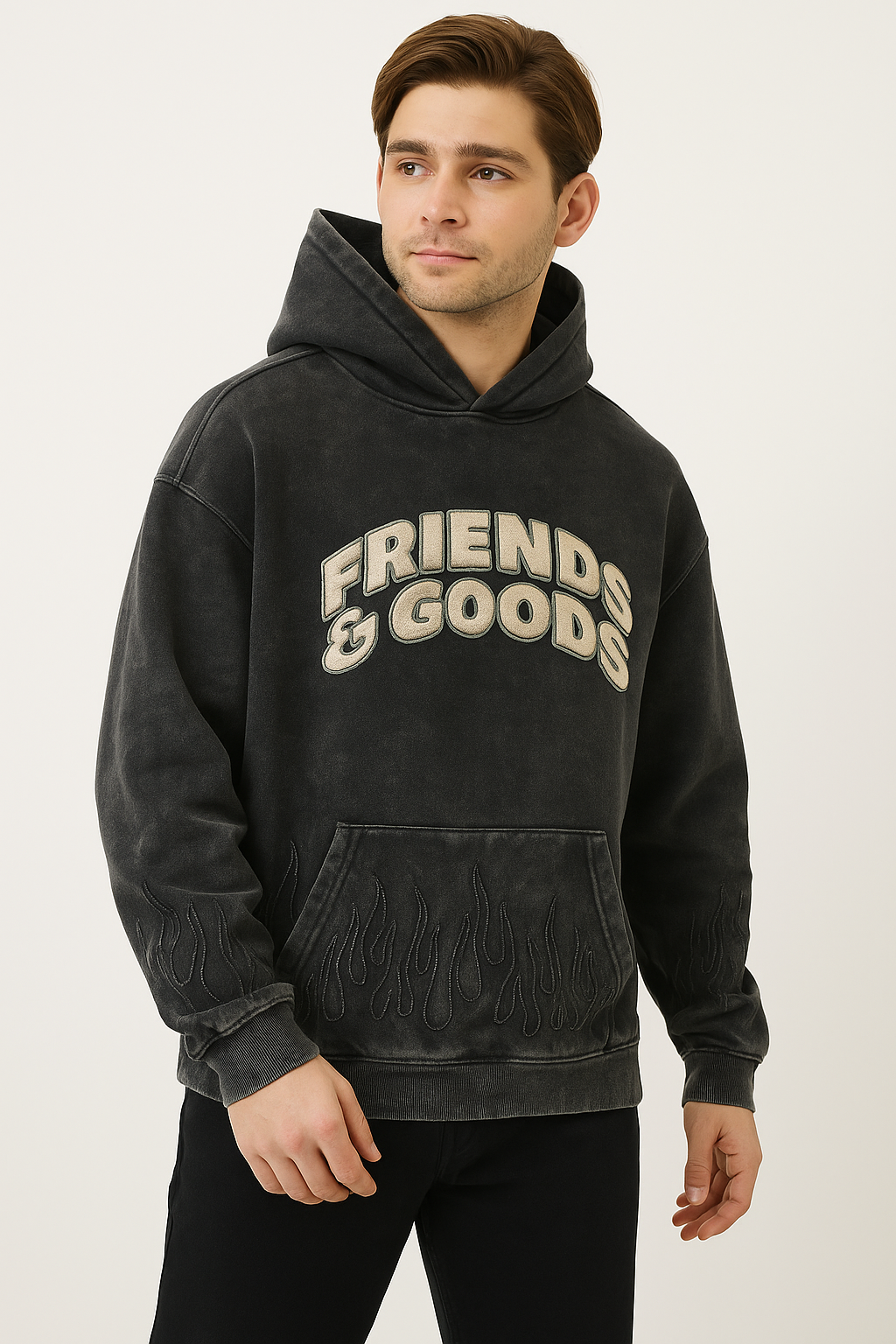 Friends & Goods Flame Cotton Hoodie – Heavyweight Streetwear