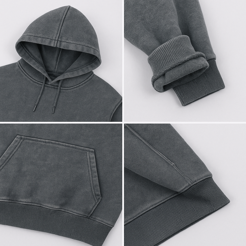 Vintage Washed Black Hoodie – Minimal Tag Edition