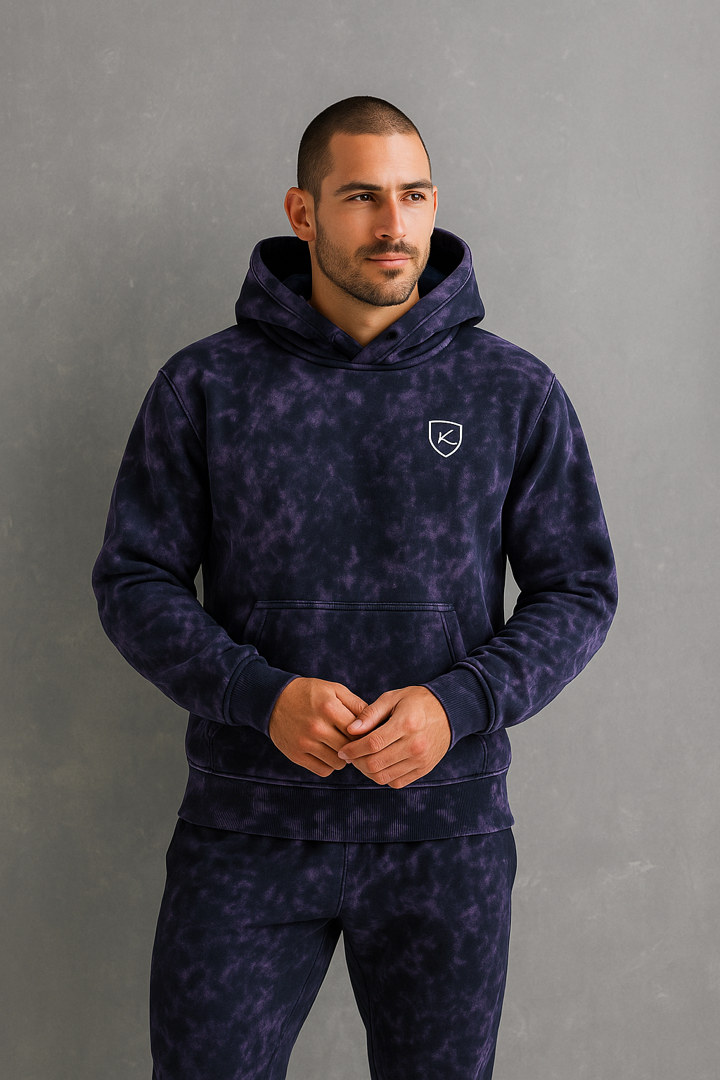 Men's Acid Wash Hoodie Set – Midnight Storm Look