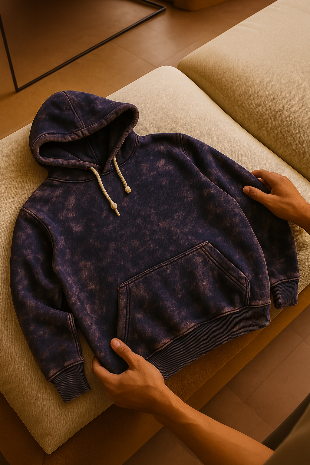 Men's Acid Wash Hoodie Set – Midnight Storm Look