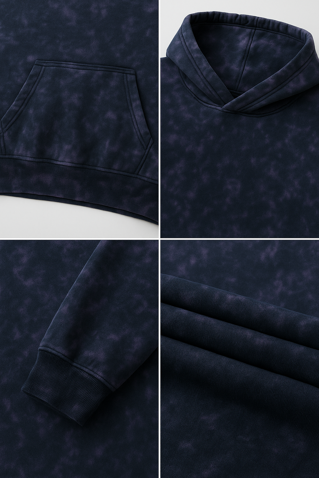 Men's Acid Wash Hoodie Set – Midnight Storm Look